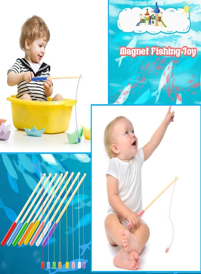 Feradny 24 Pcs 10 Inch Kids Magnetic Fishing Poles Wooden Magnetic Fishing Rods Colorful Wooden Fishing Games for Kindergarten Boys Girls Fishing Game Birthday Gifts, 8 Colors - Image 4